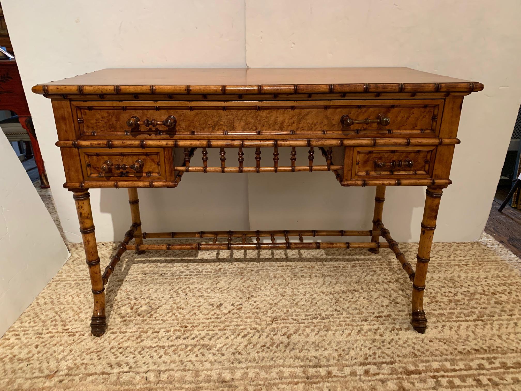 Charming Vintage Bamboo Desk and Matching Chair In Good Condition In Hopewell, NJ