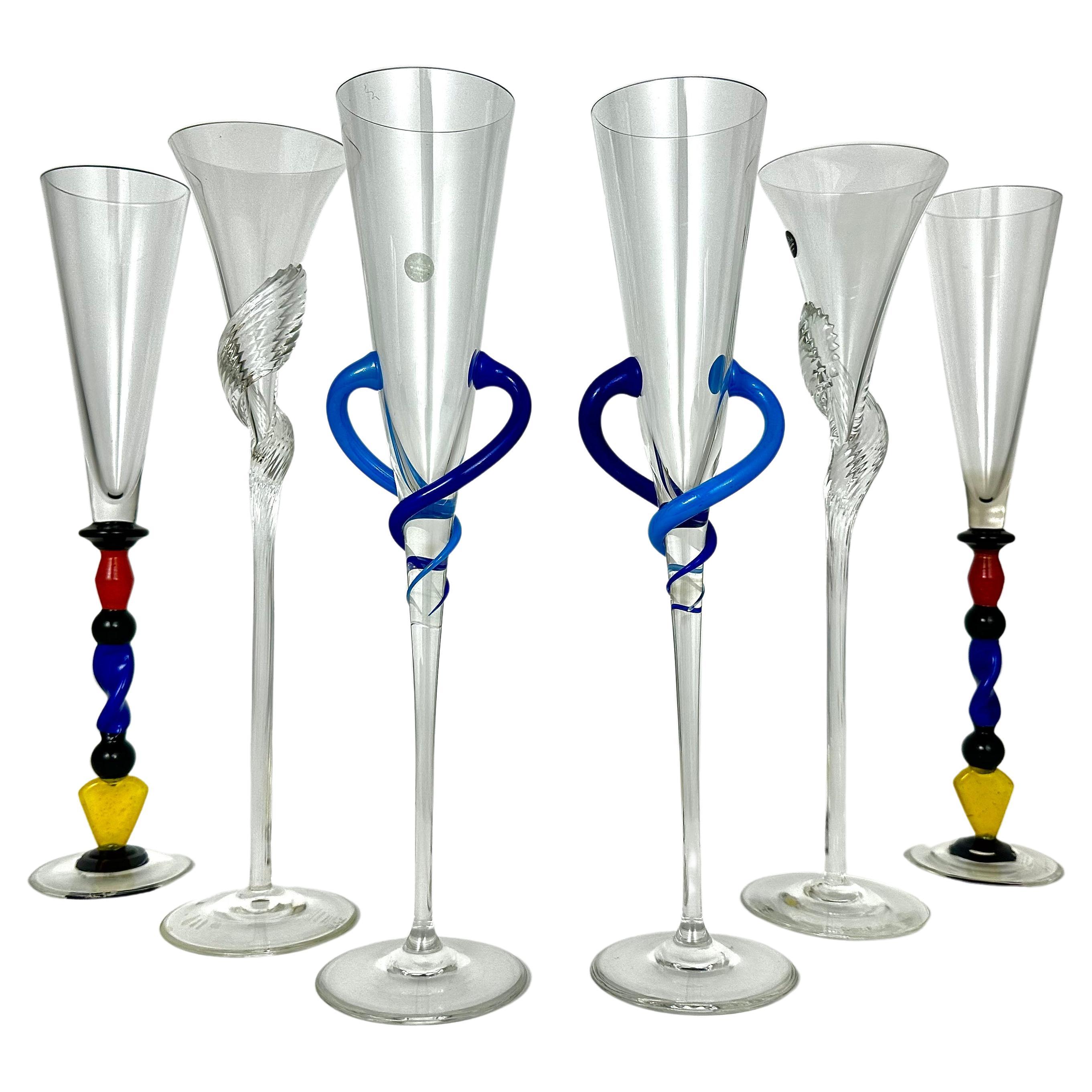 Charming Vintage Champagne Goblets On Long Leg, Set 6 Rosenthal Germany For Sale