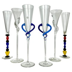 Charming Vintage Champagne Goblets On Long Leg, Set 6 Rosenthal Germany