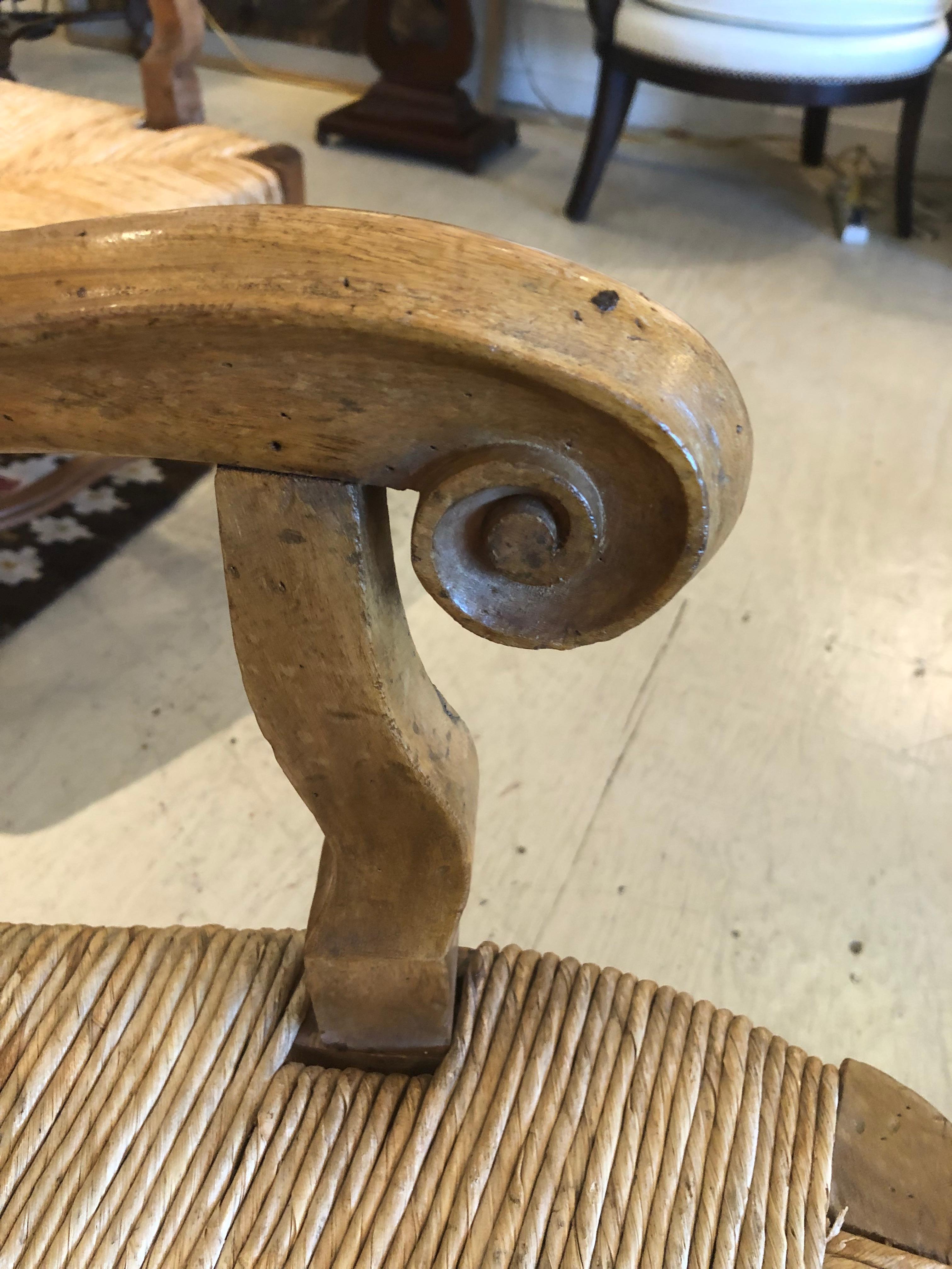 Charming Vintage Chestnut Bench with Handsome Rush Seat 3