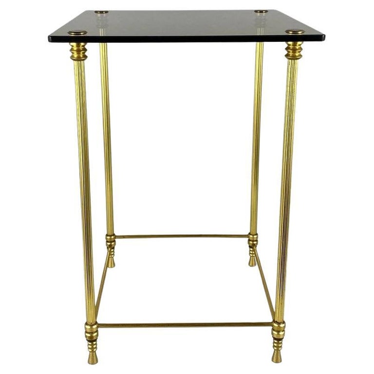 Charming Vintage Coffee Table with Smoked Glass Top and Gilt Brass