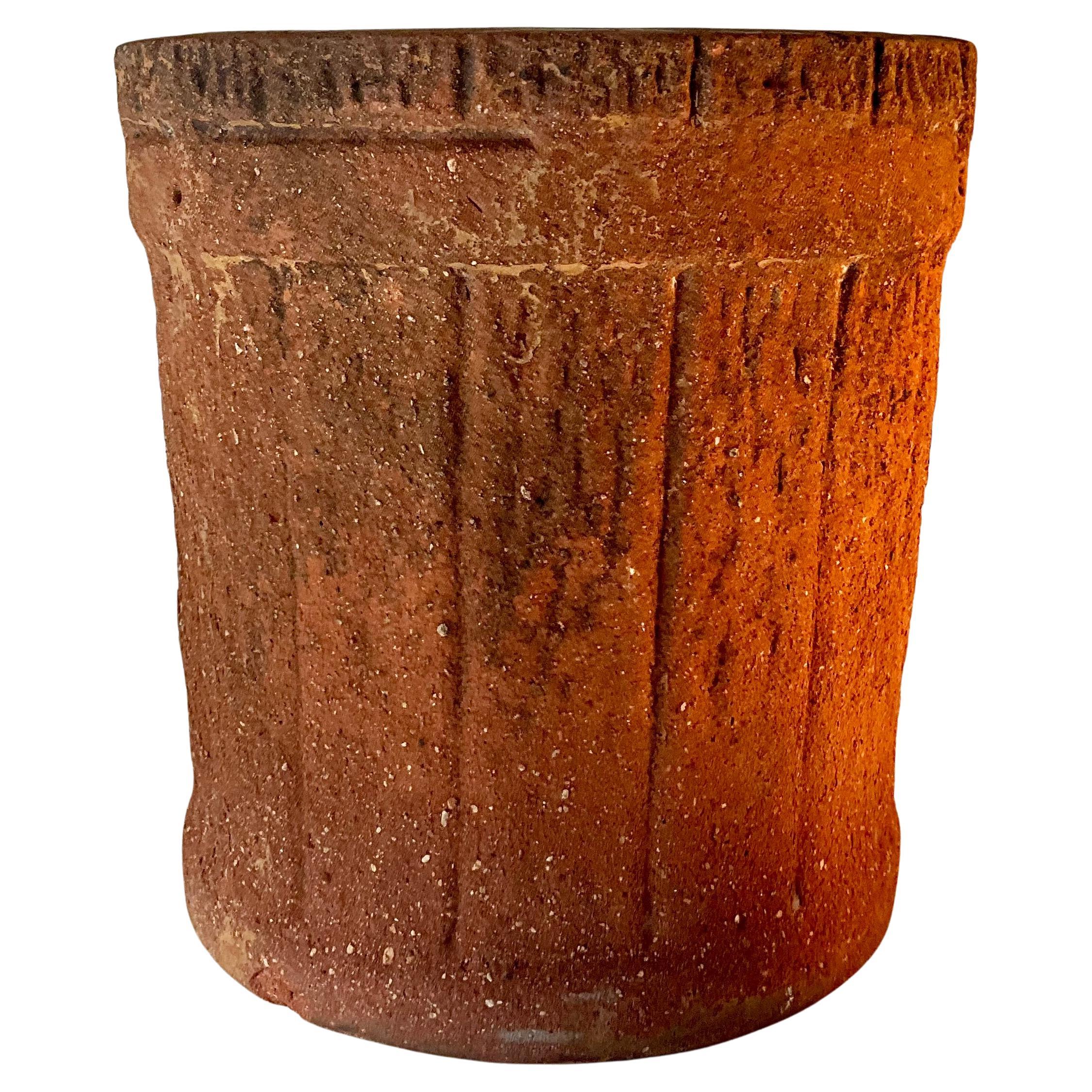 Charmante Vintage Faux Bois Terracotta Plante im Angebot