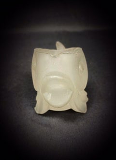 Charming Vintage Fish-Shaped Trinket Dish in Frosted Opaque Glass - 2Y153