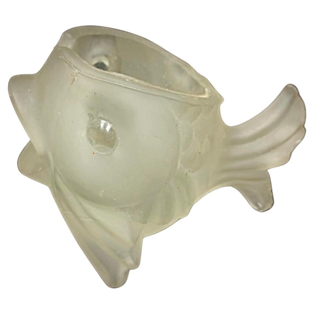 Charming Vintage Fish-Shaped Trinket Dish in Frosted Opaque Glass - 2Y153