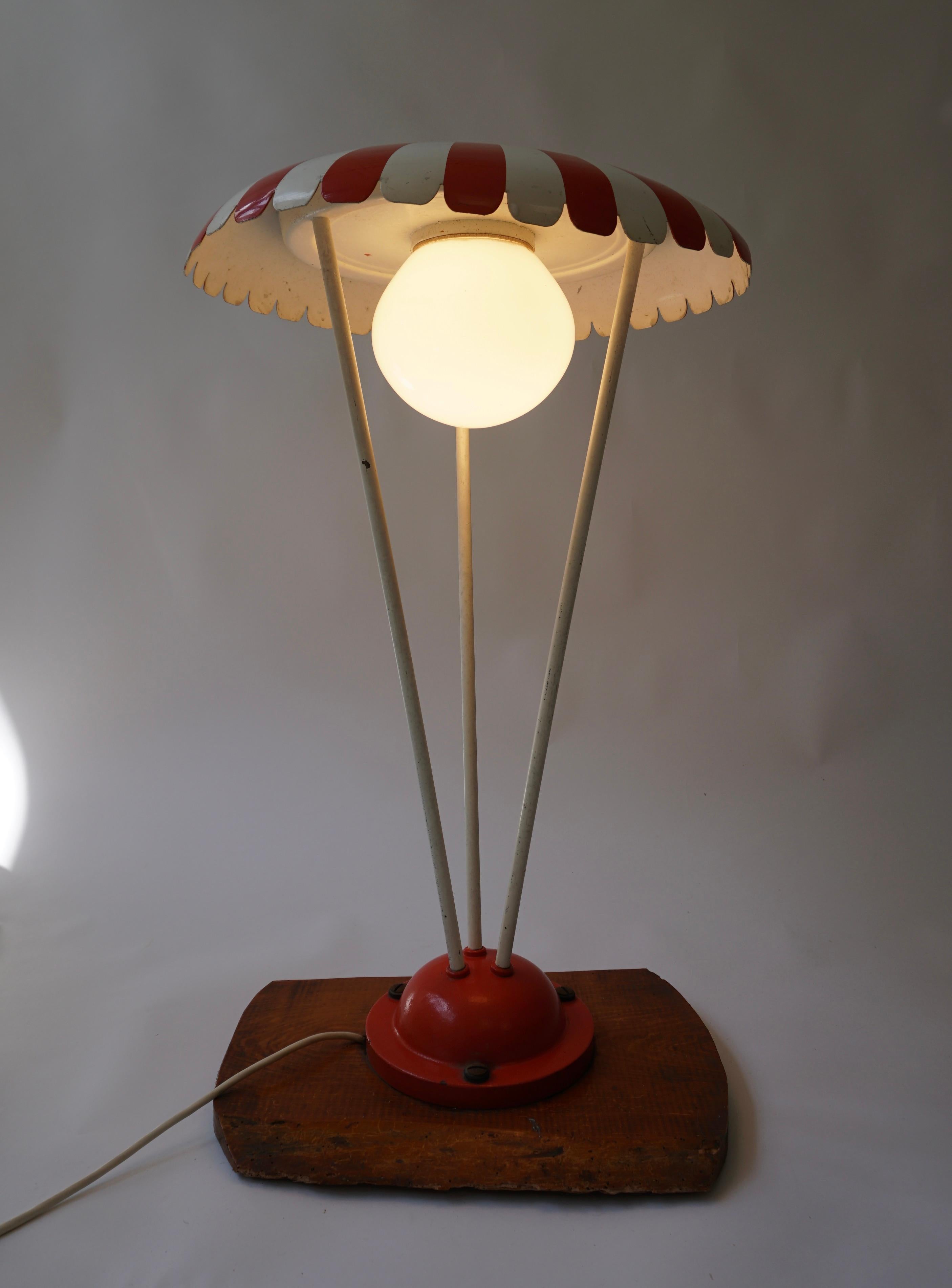 Metal Charming Vintage Garden Lamp from the 1950s - Red and White For Sale