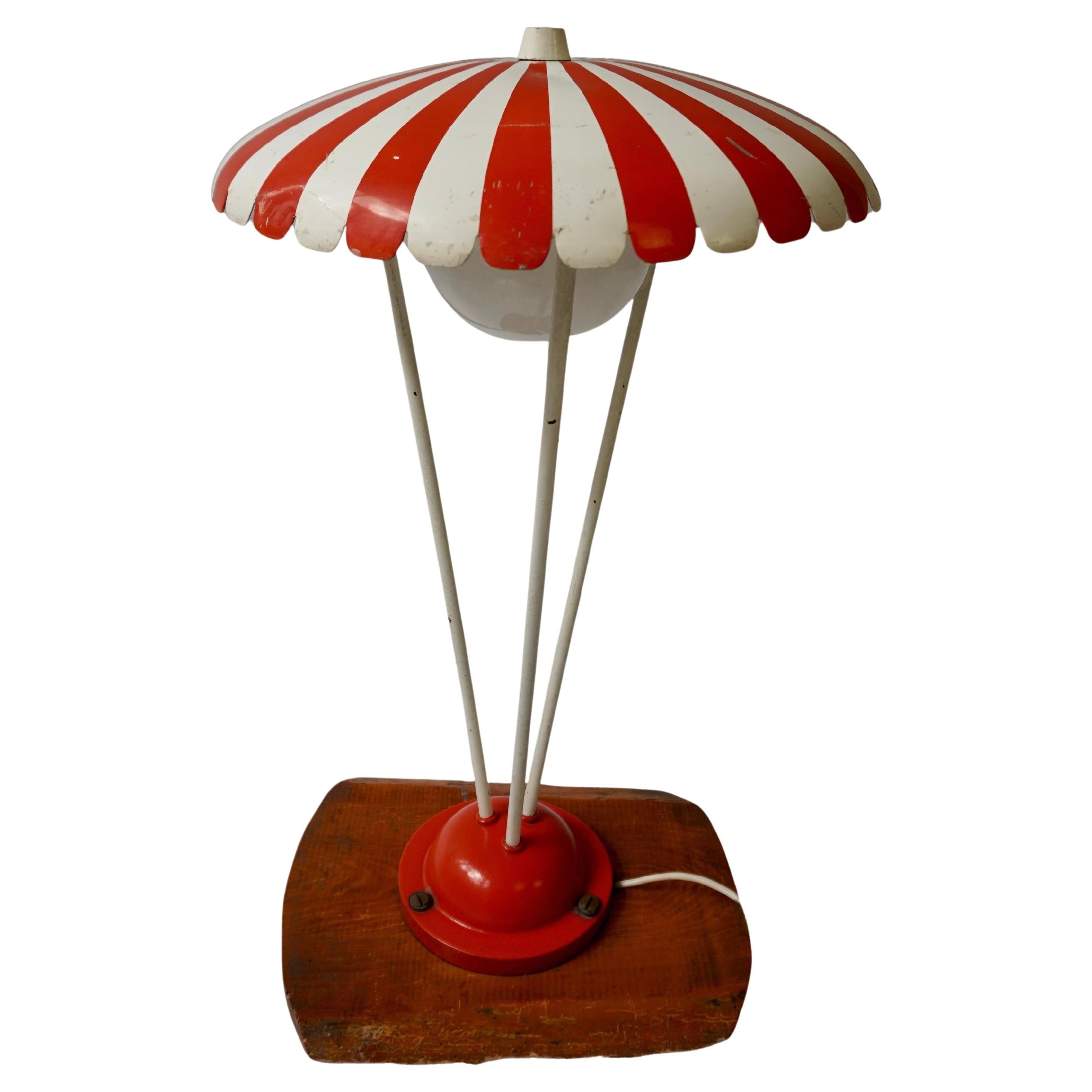Charming Vintage Garden Lamp from the 1950s - Red and White For Sale