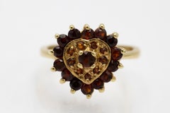 Vintage Gold-Plated Heart Garnet Ring, Germany, 1960s, Size 11