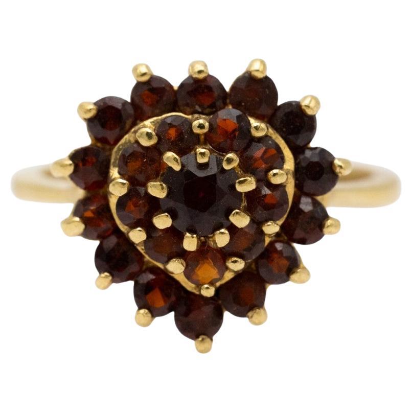 Charming Vintage Heart Garnet Ring