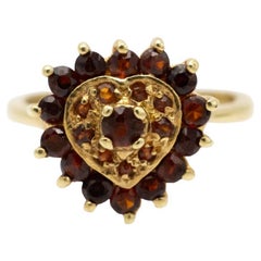 Charmante bague vintage en grenat en forme de cœur
