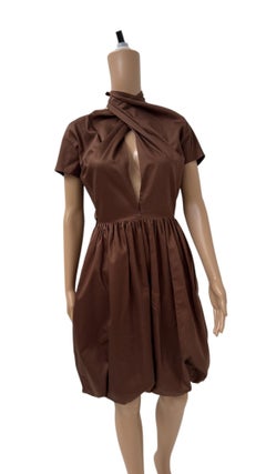 Charming Vintage Italian Balloon Dress with Bow-Back Closure
