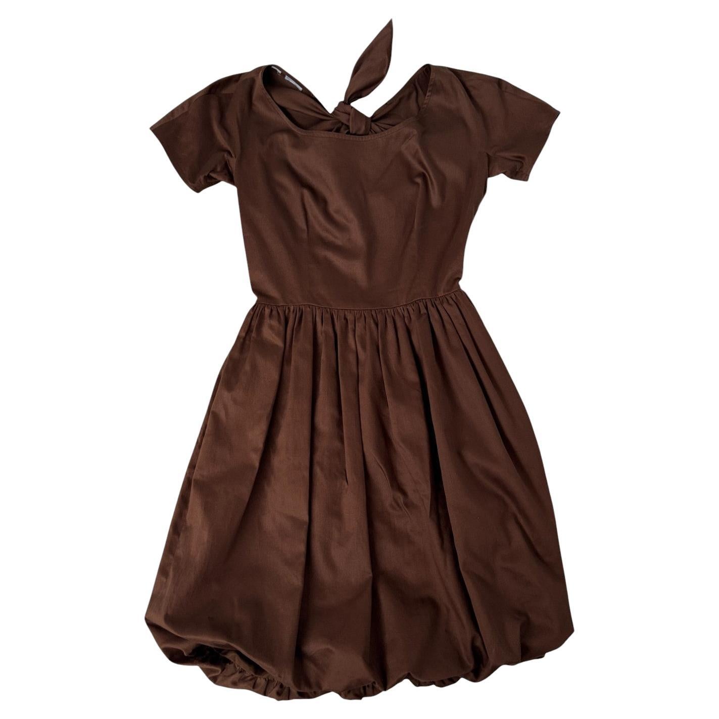 Charming Vintage Italian Balloon Dress with Bow-Back Closure
