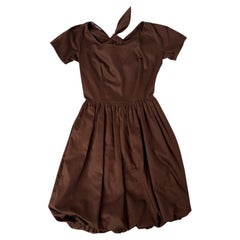 Charming Vintage Italian Balloon Dress with Bow-Back Closure