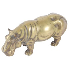 Charming Vintage Italian Sculpture of a Hippo In Brass