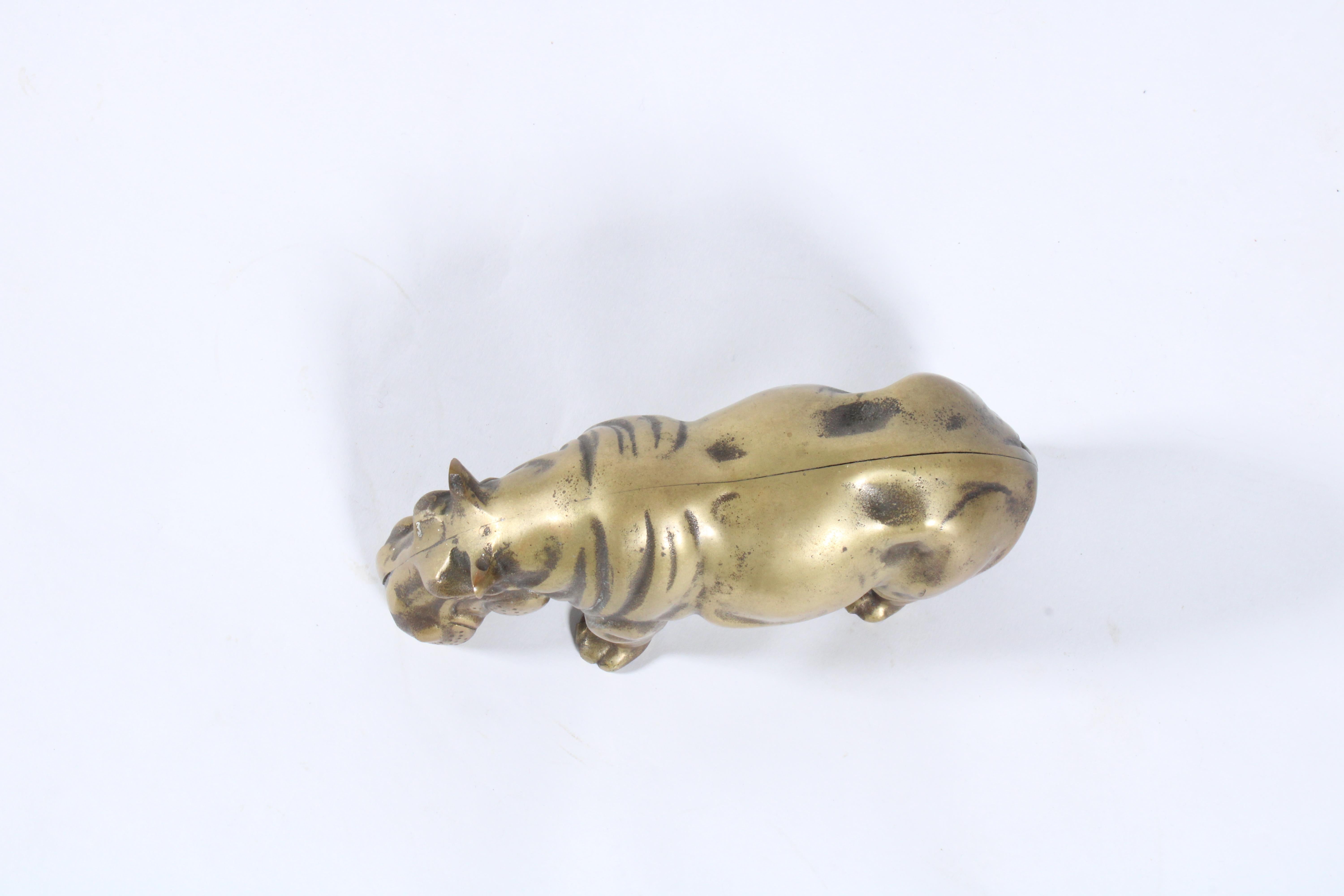 Charming Vintage Italian Sculpture of a Hippo In Brass 1