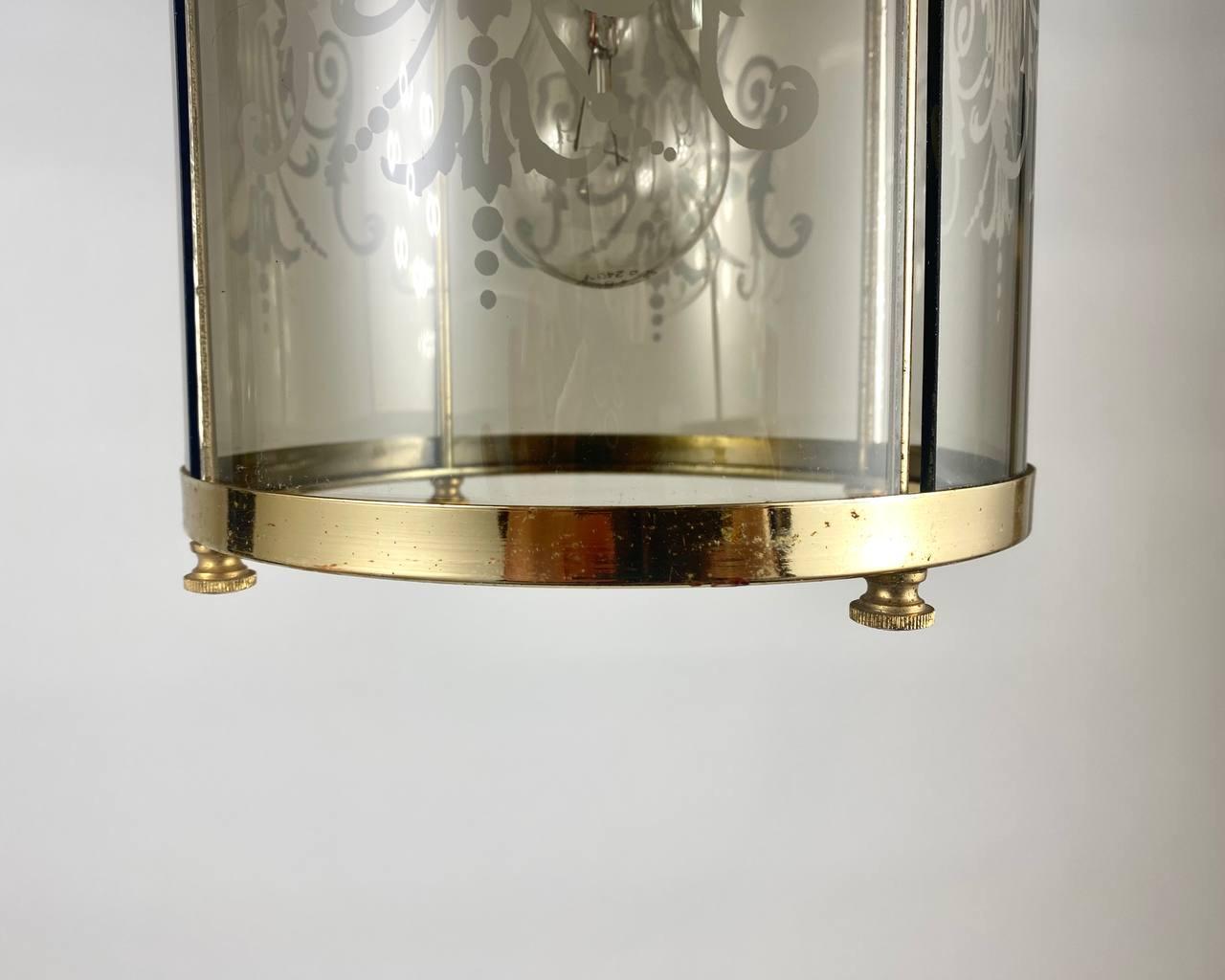 Charming Vintage Lantern Made of Glass and Metal For Sale 5