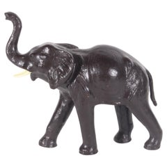 Charming Vintage Leather Elephant Sculrpture * Free Worldwide Delivery