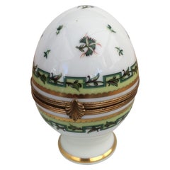 Charming Vintage Limoges Porcelain Egg Shaped Trinket Box