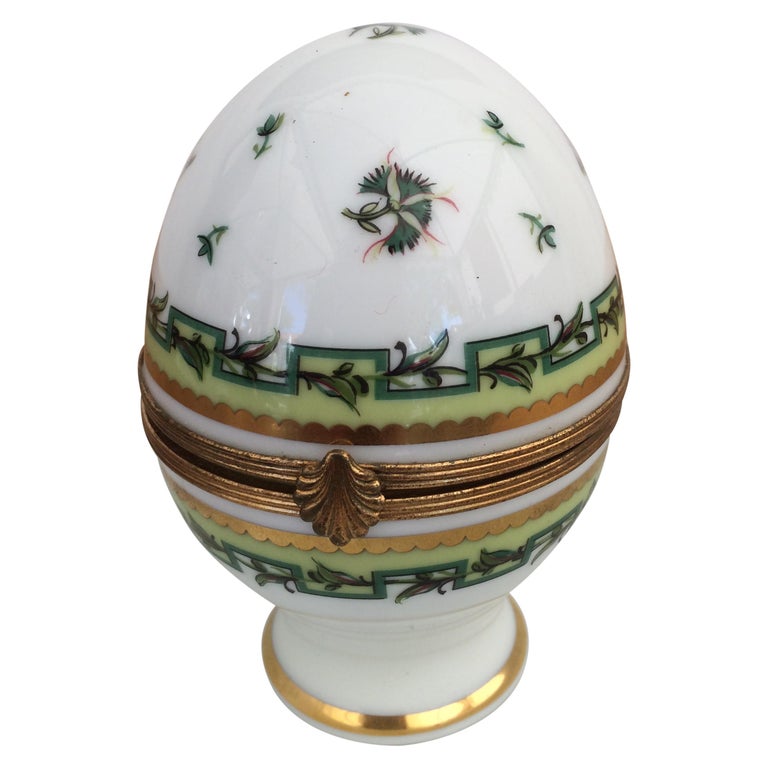 Charming Vintage Limoges Porcelain Egg Shaped Trinket Box at 1stDibs
