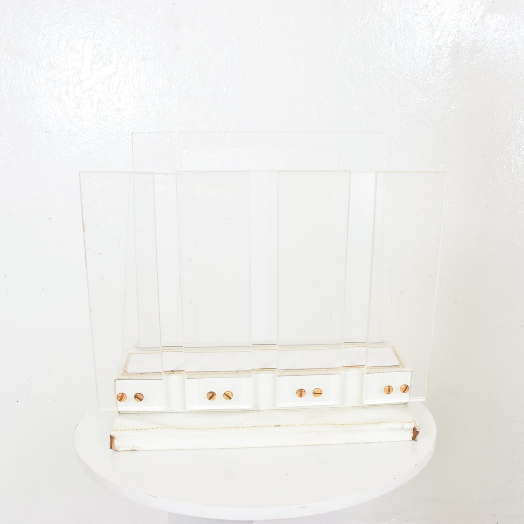 Charming Vintage Lucite & Leather Modern Magazine Rack Holder Carry Caddy, 1970s 6