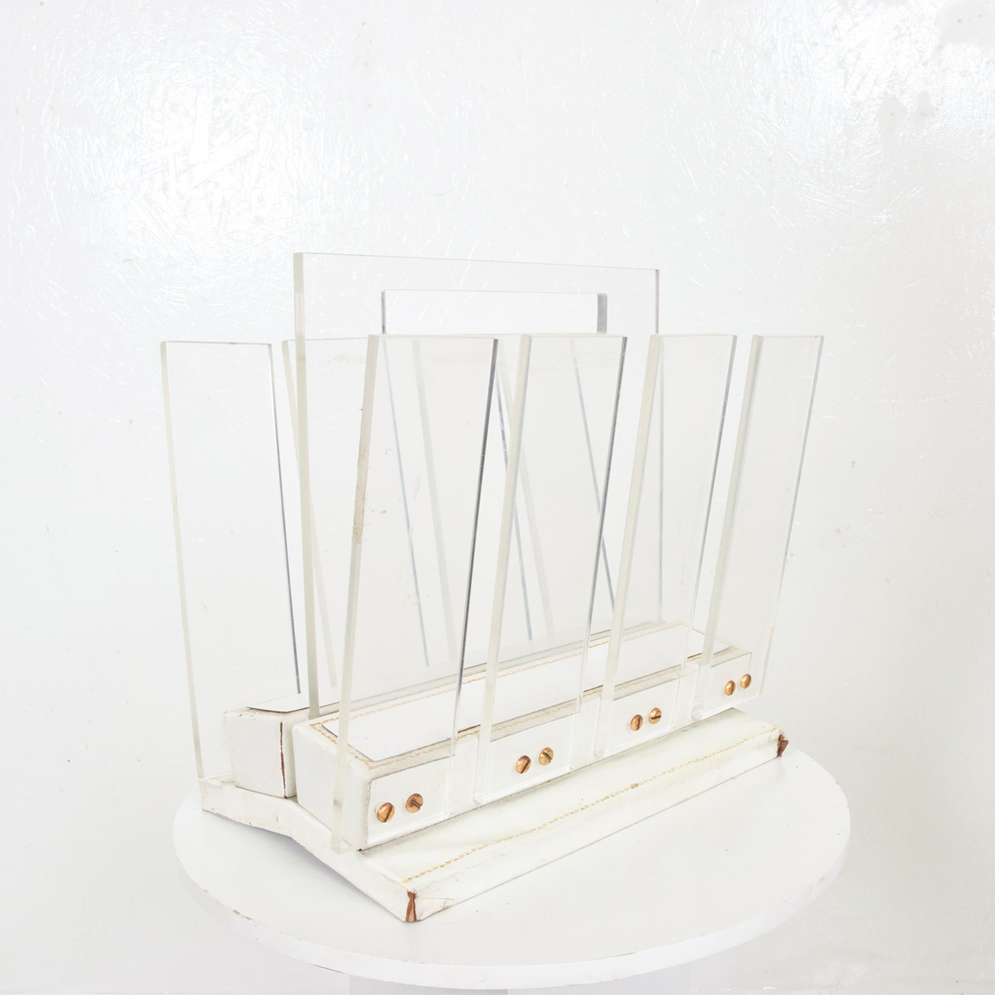 Charming Vintage Lucite & Leather Modern Magazine Rack Holder Carry Caddy, 1970s 7