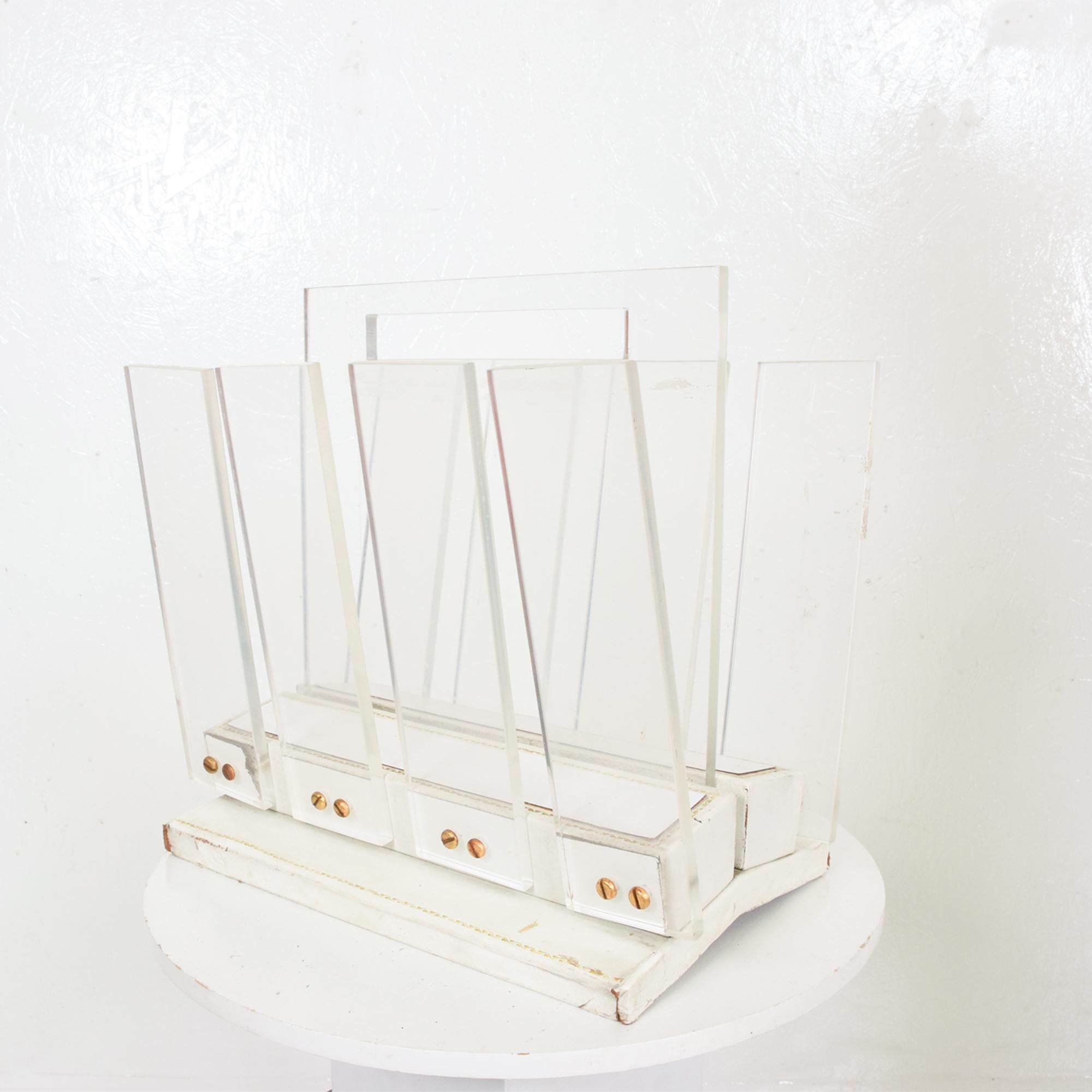 Charming Vintage Lucite & Leather Modern Magazine Rack Holder Carry Caddy, 1970s 9