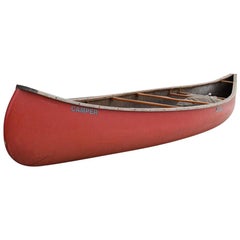 Charming Old Town Maine Red Canoe Two Seater Camper Retro Boat Ready for Fun!