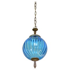 Incantevole lampada a sospensione in vetro blu di Murano d'epoca, 1960