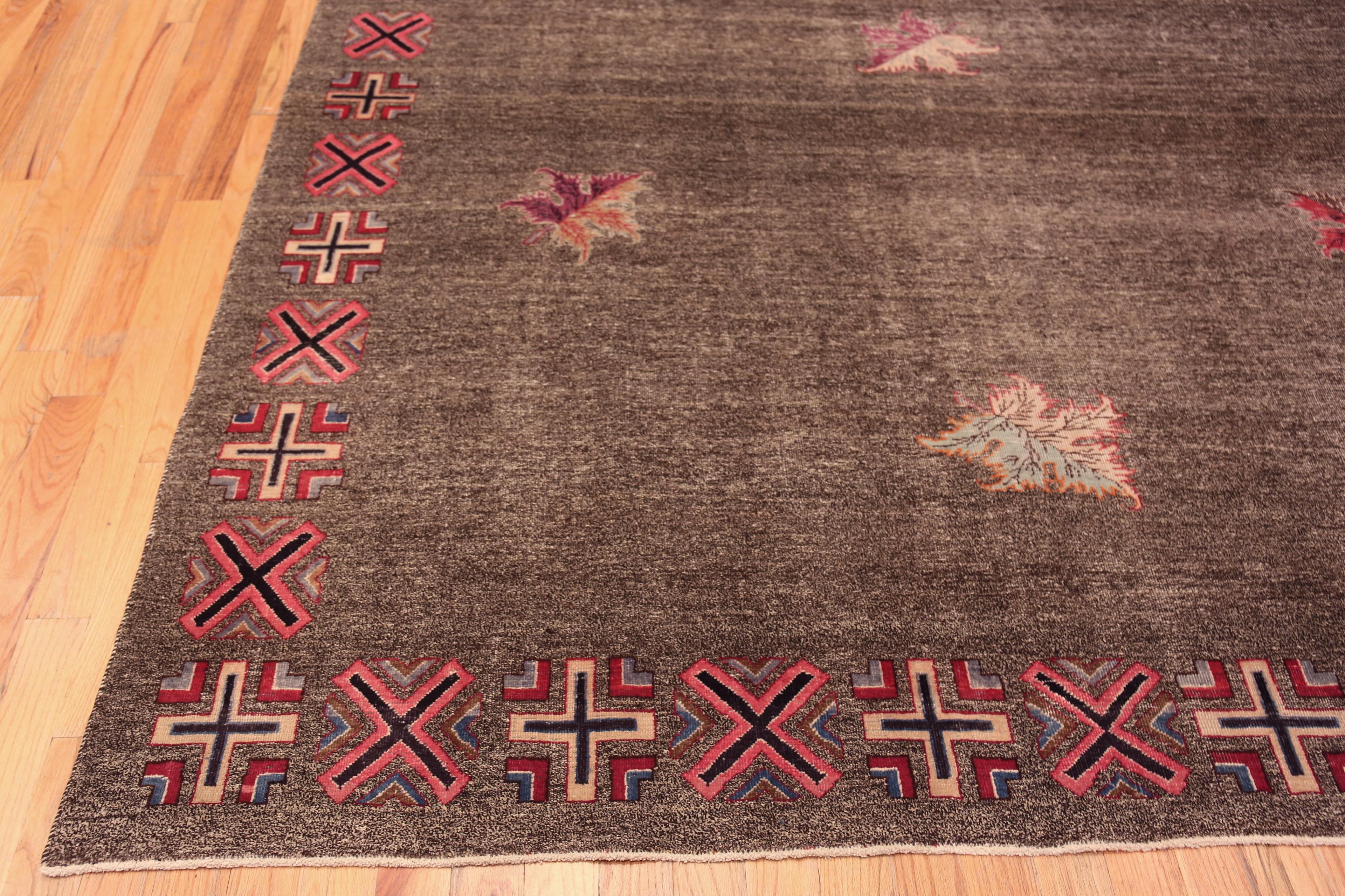 Hand-Knotted Charming Vintage Persian Khorassan Brown Area Rug 8'5