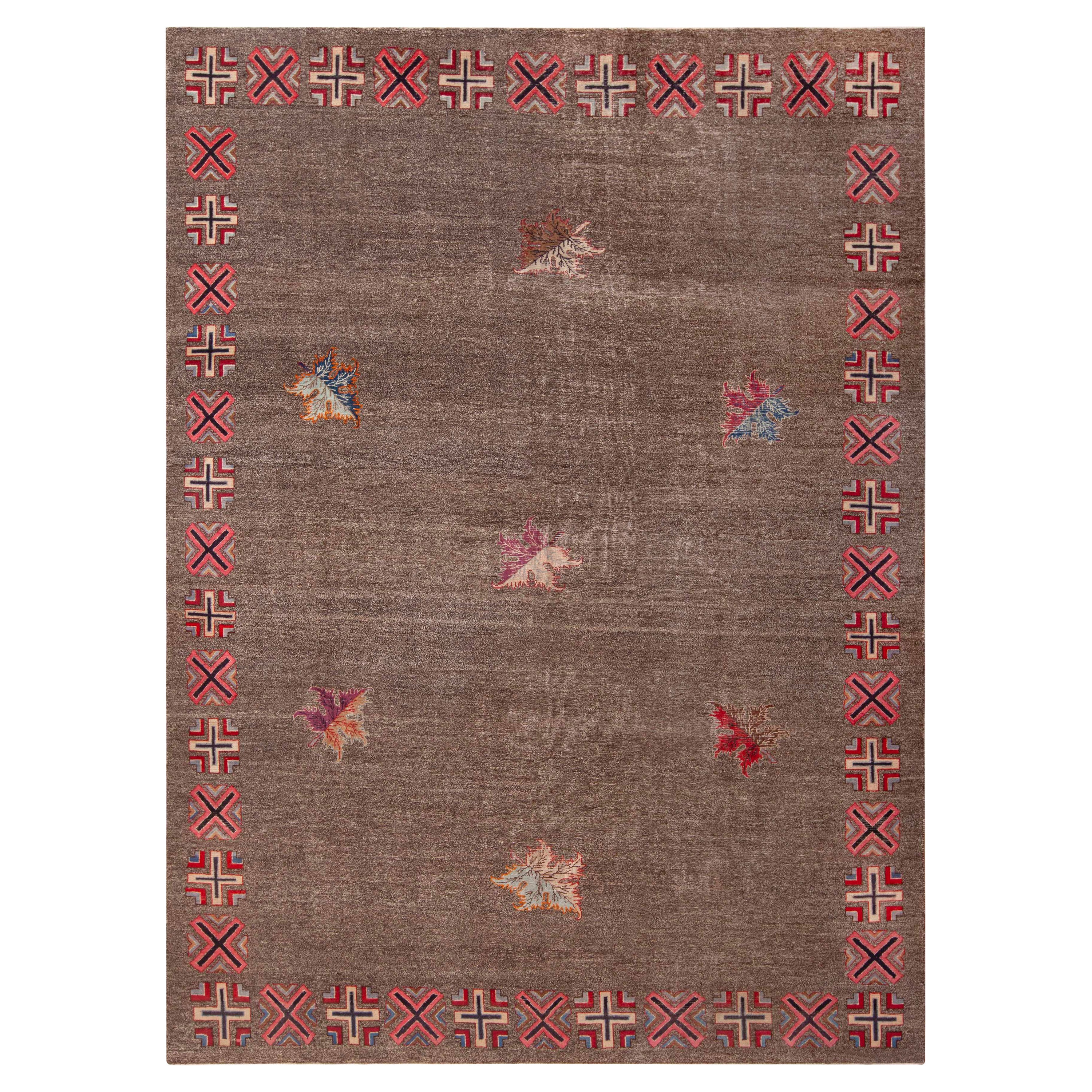 Charmante Vintage persischen Khorassan Brown Area Rug 8'5" x 11'1" im Angebot