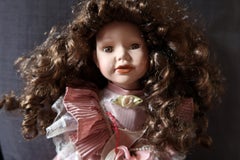 Charming Vintage Porcelain Doll - 42cm, 20th Century, Pretty in Pink- 2C01