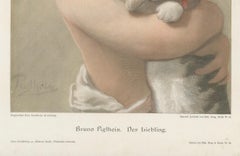 Charming Vintage Print of a Child and Kitten – "The Darling", circa 1890