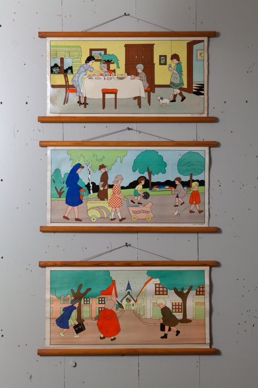 Belgian Charming, Vintage Schoolhouse Charts of Children at Play