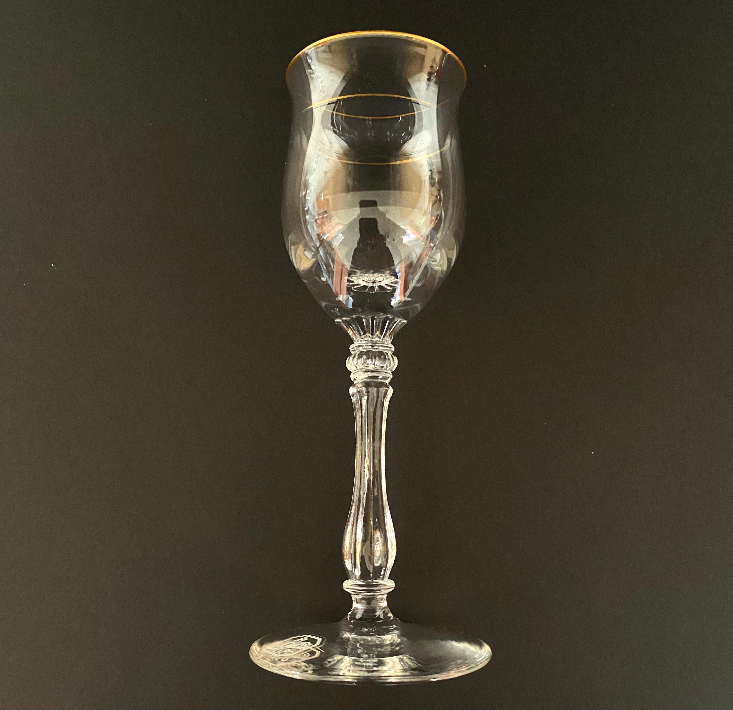 Gorgeous Crystal Glasses set by German manufactory Gallo. Around 1970s.

Products are equipped with high legs and are designed to serve liquor, cognac or other liquids.

The glasses are hand-cut and munge blown. Elegant and precise work of art.