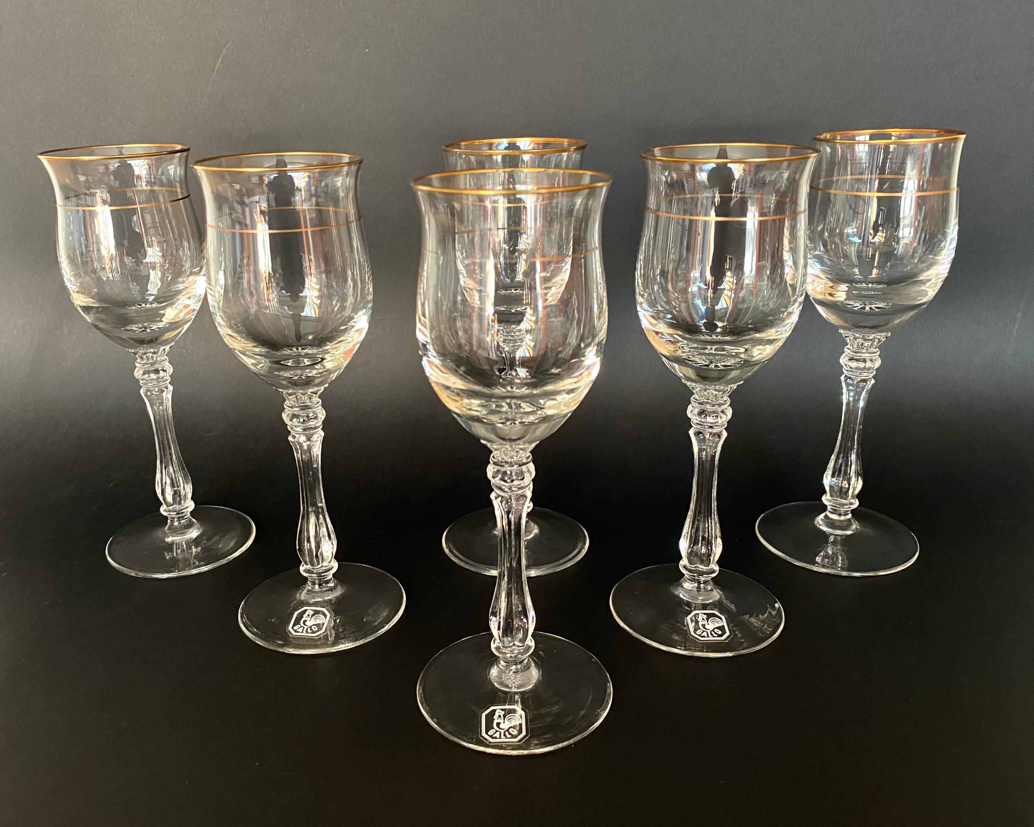 Charming Vintage Set of 6 Crystal Cognac Glasses by Gallo, Germany, 1970s In Excellent Condition For Sale In Bastogne, BE