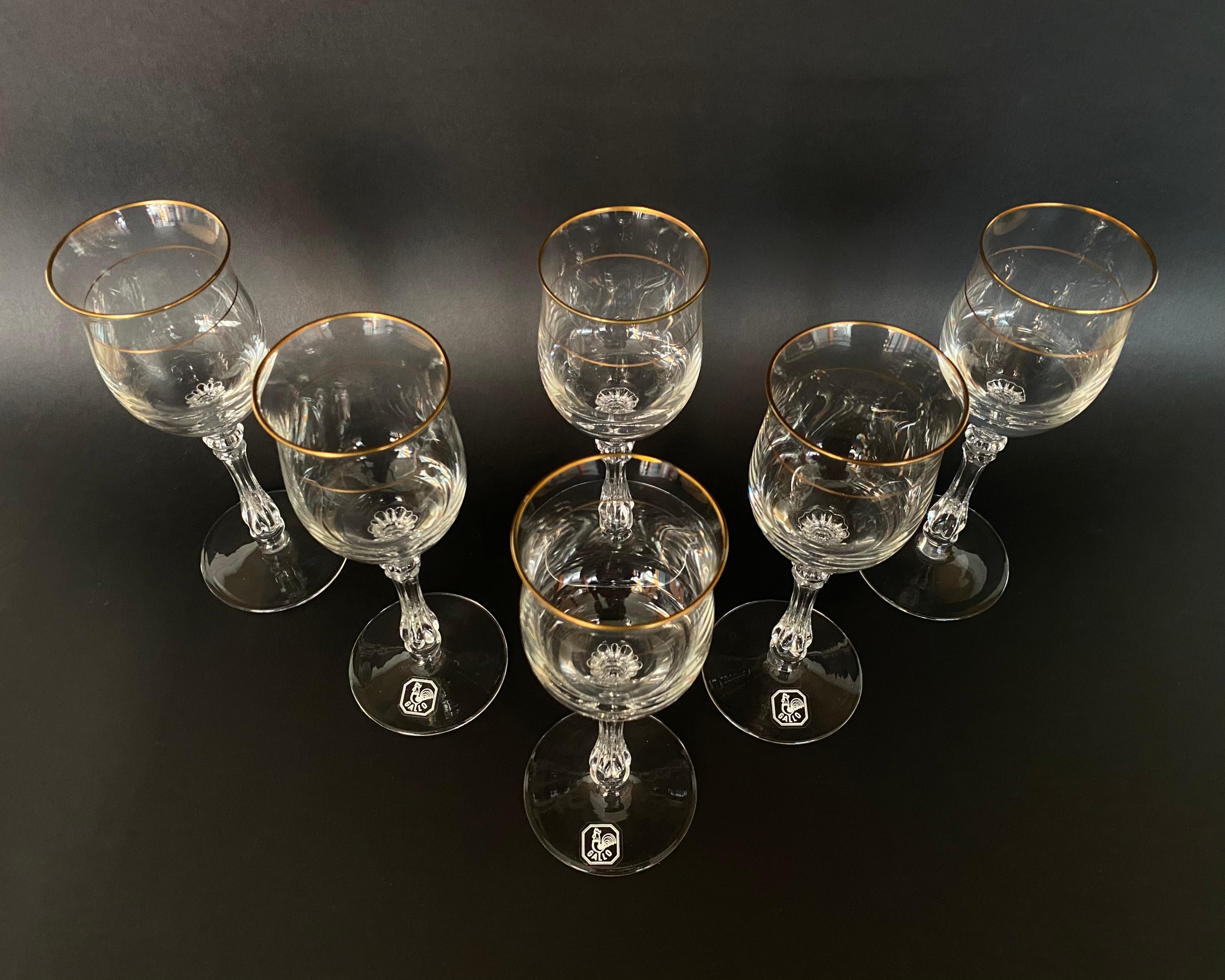 Charming Vintage Set of 6 Crystal Cognac Glasses by Gallo, Germany, 1970s For Sale 1