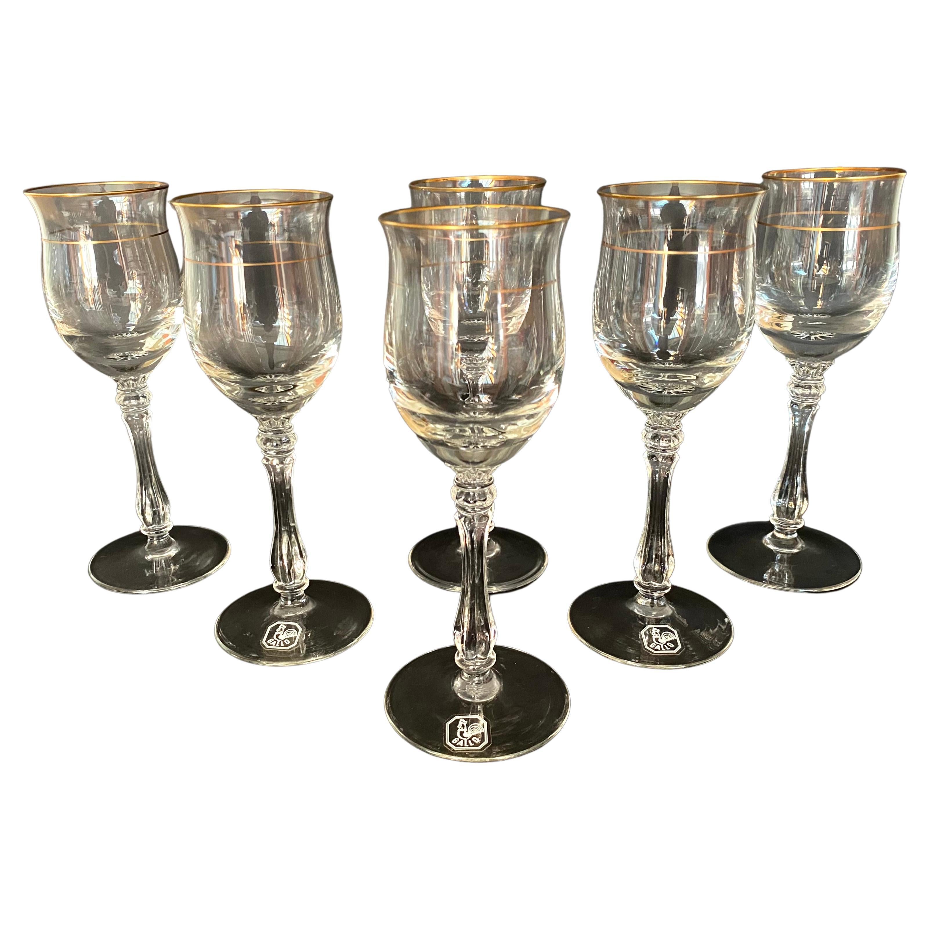 Charming Vintage Set of 6 Crystal Cognac Glasses by Gallo, Germany, 1970s For Sale