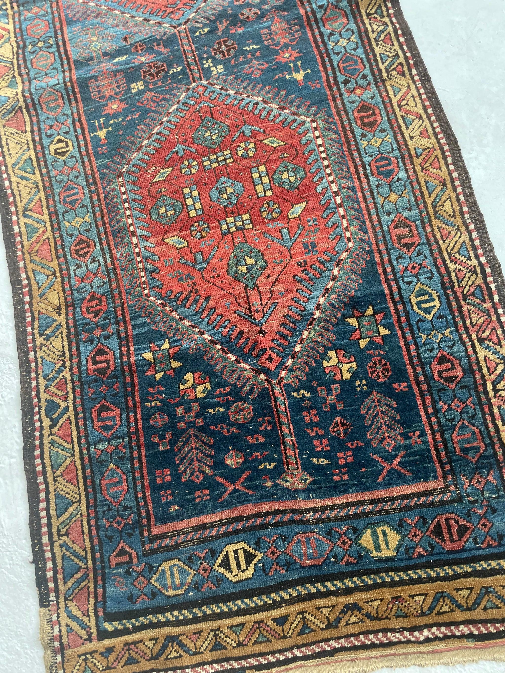 Hand-Knotted Charming Vintage Tribal Runner Rug, circa 1930's For Sale