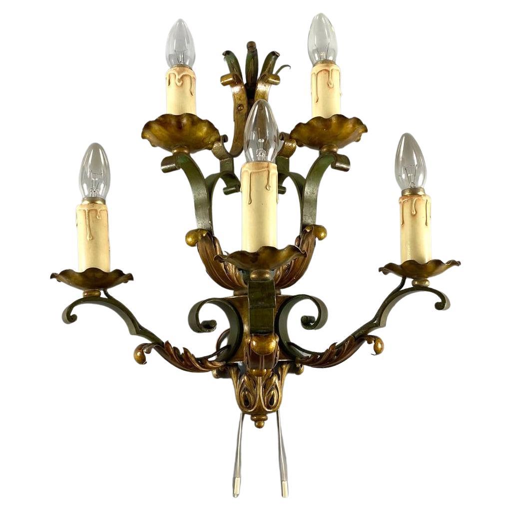 Charming Vintage Wall Sconce For 5 Light Point Metal Tiered Wall Lamp For Sale