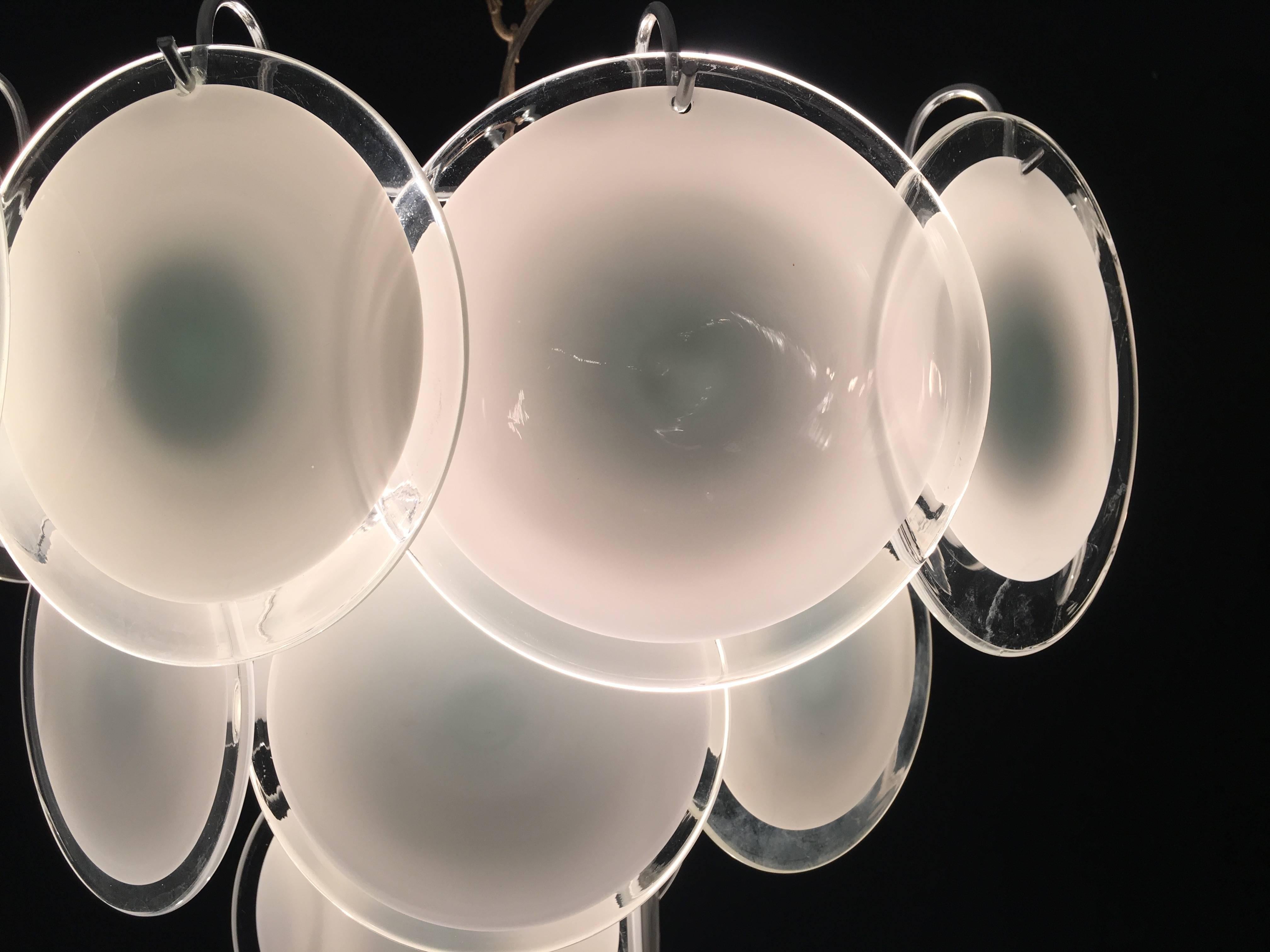 Incantevole lampadario Vistosi a disco di Murano, anni '70 in vendita 1