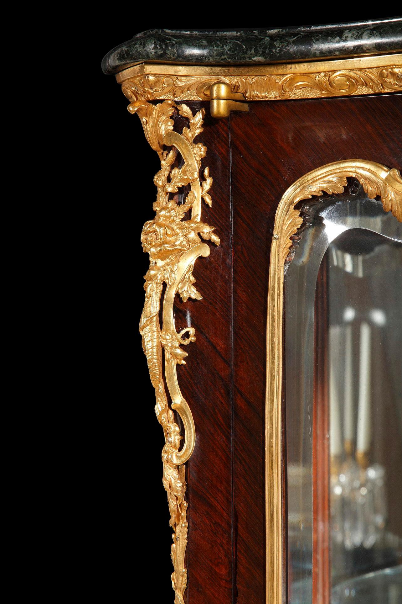 Louis XV Vitrine Attributed to J.E. Zwiener and L. Messagé, France, Circa 1890 For Sale