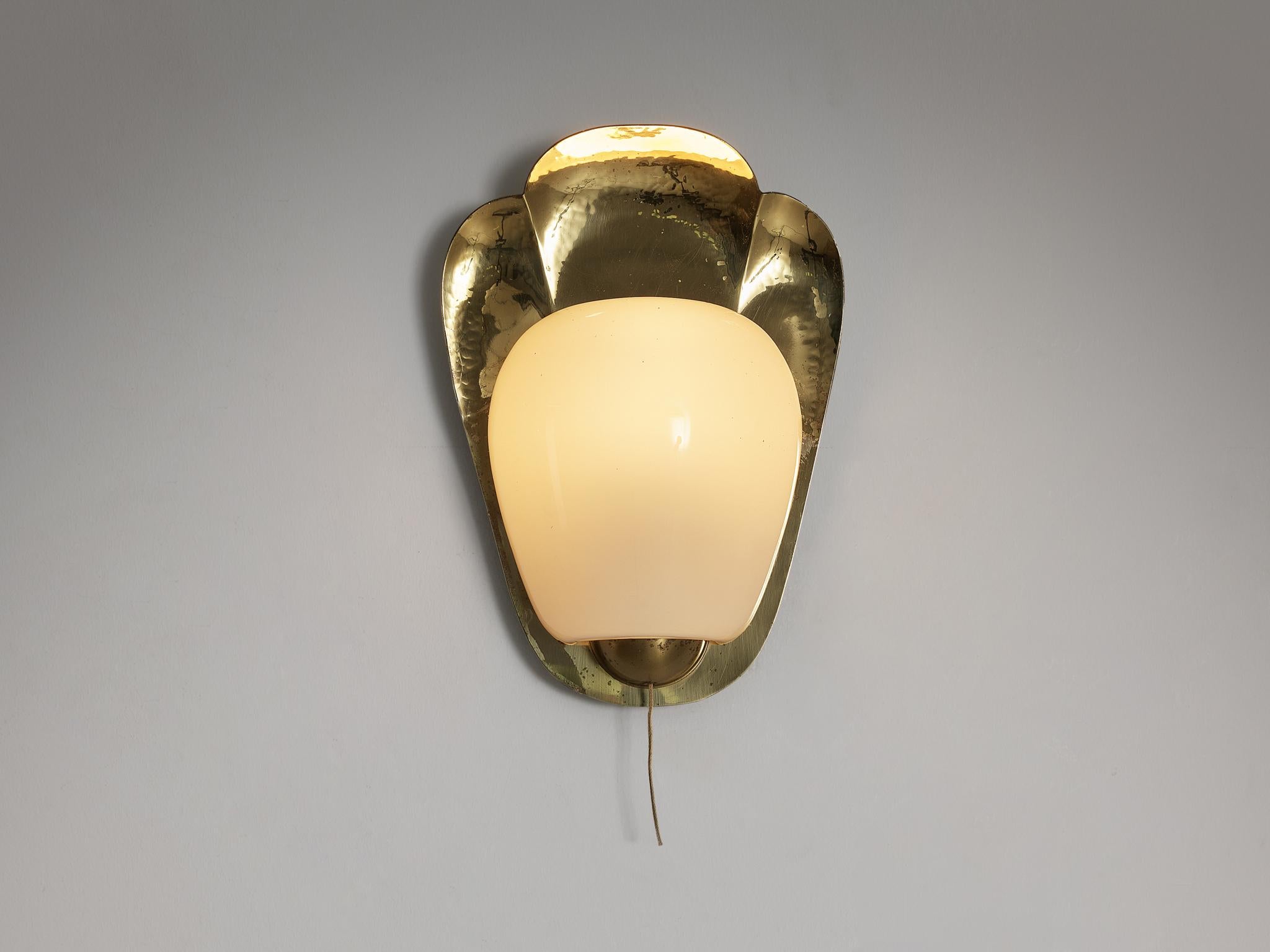 Mid-Century Modern Charming Wall Light in Brass and Glass