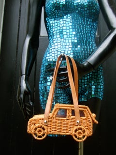 Charming Whimsical Vinyl Wicker Car Design Handbag 21st c