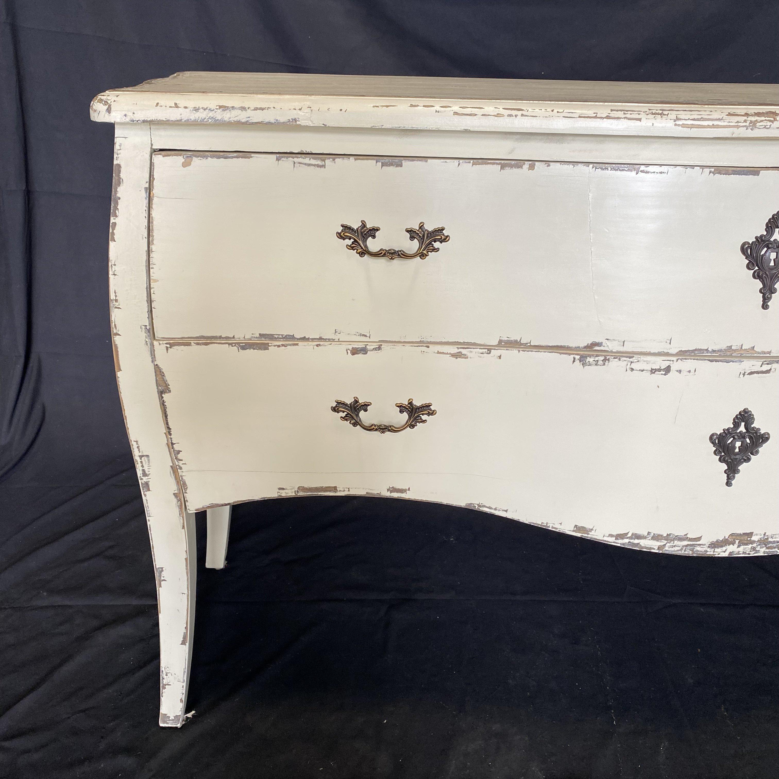American Charming White Painted Louis XV Style Dresser Commode or Chest of Drawers