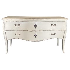 Charming White Painted Louis XV Style Dresser Commode or Chest of Drawers