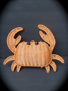 Charming Woven Vinyl Wicker Crab Handbag