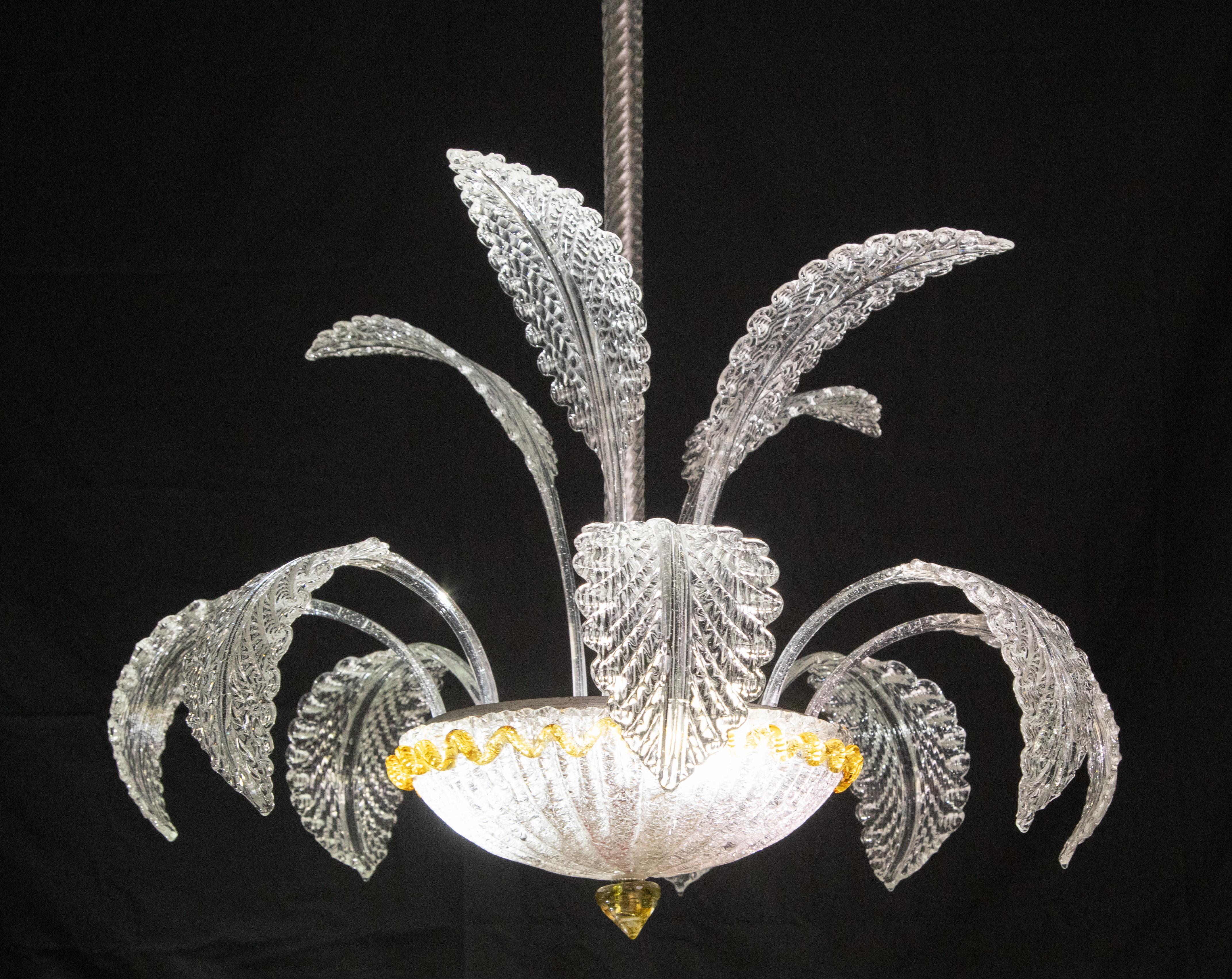 Incantevole lampada a sospensione gialla e trasparente, vetro di Murano, anni '70 in vendita 6