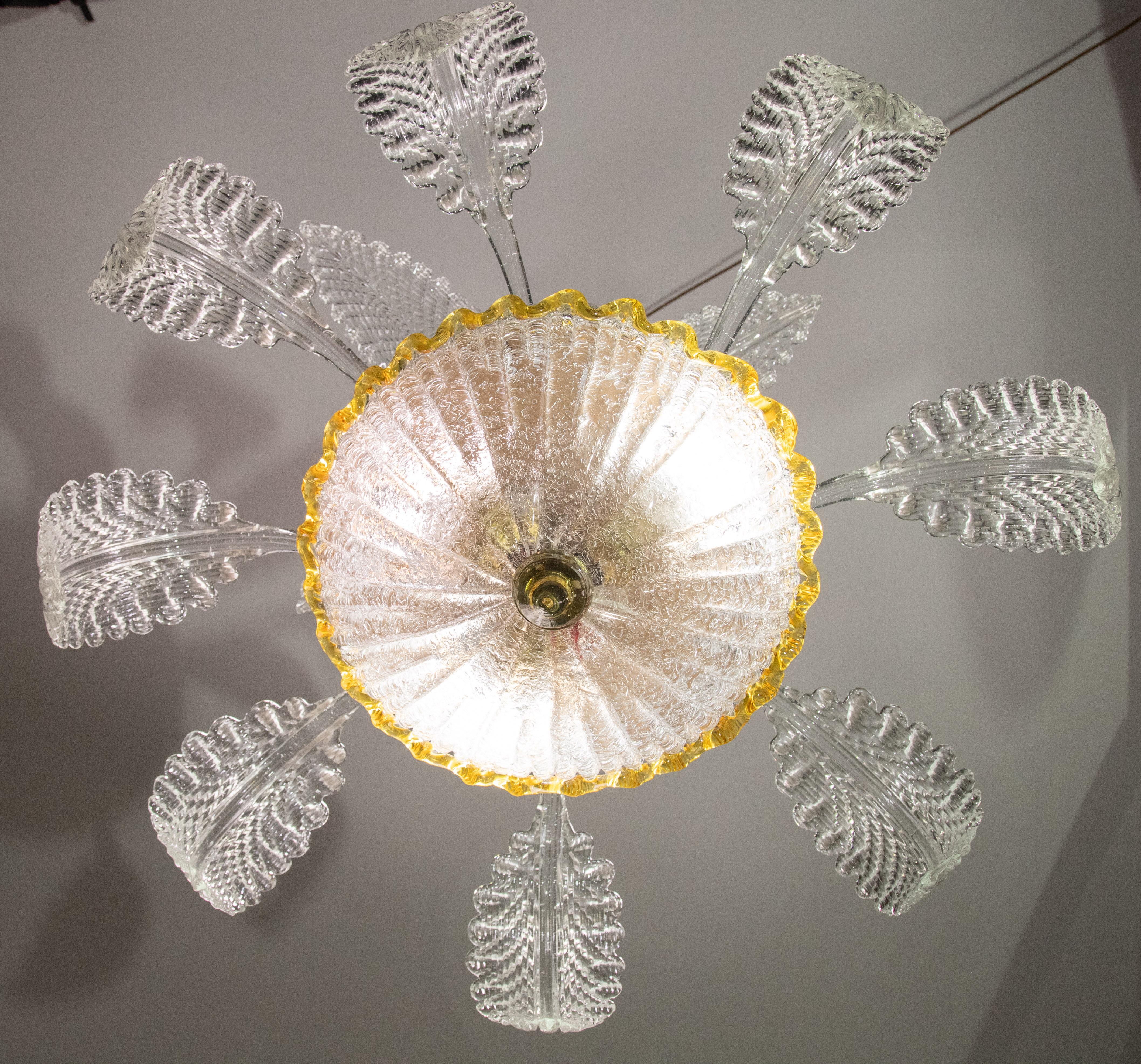 Charming Yellow and Trasparent Pendant Light, Murano Glass, 1970s In Good Condition For Sale In Roma, IT