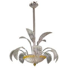 Charming Yellow and Trasparent Pendant Light, Murano Glass, 1970s