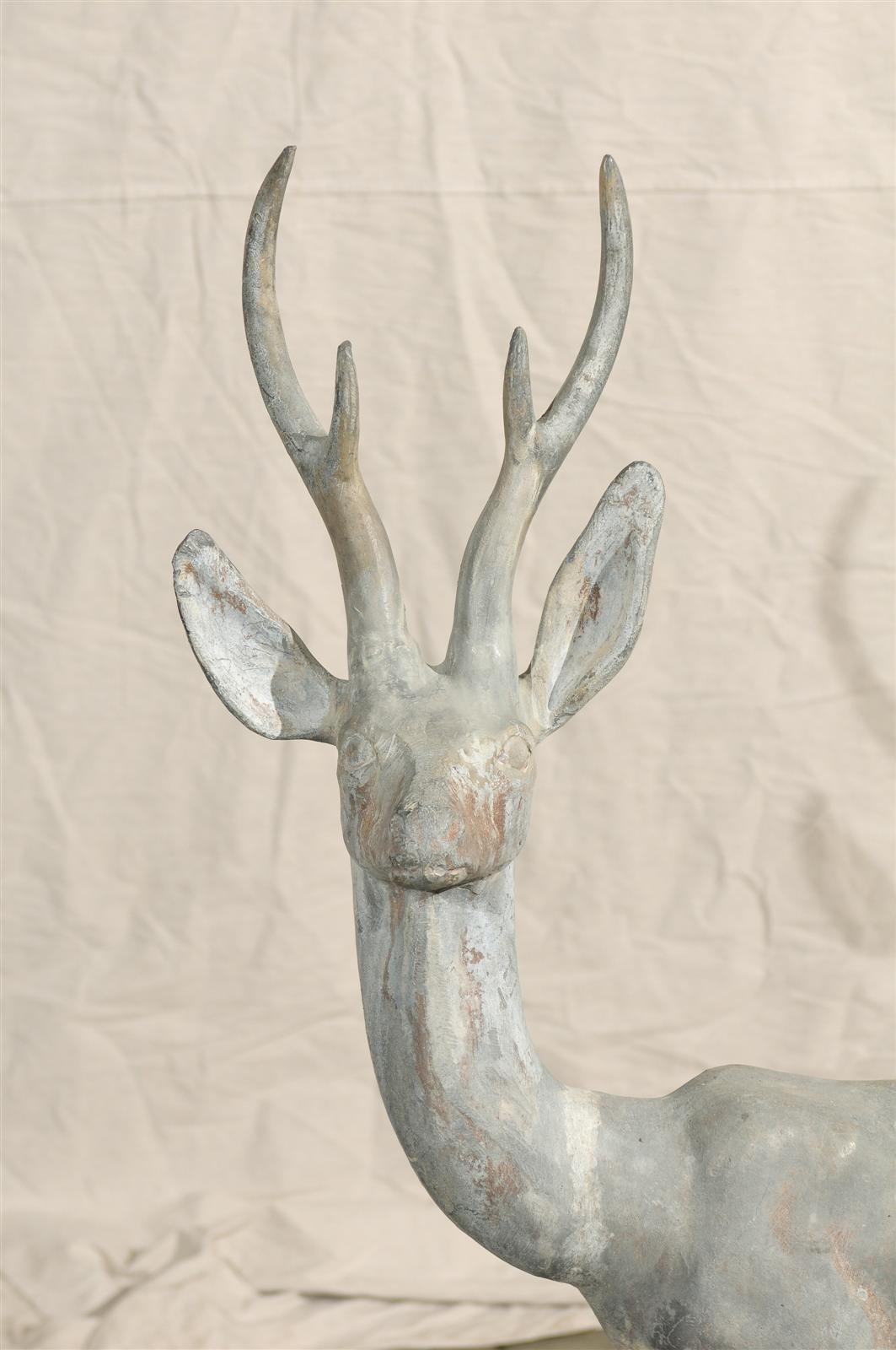 Charming Zinc Deer on Cast Base For Sale 1