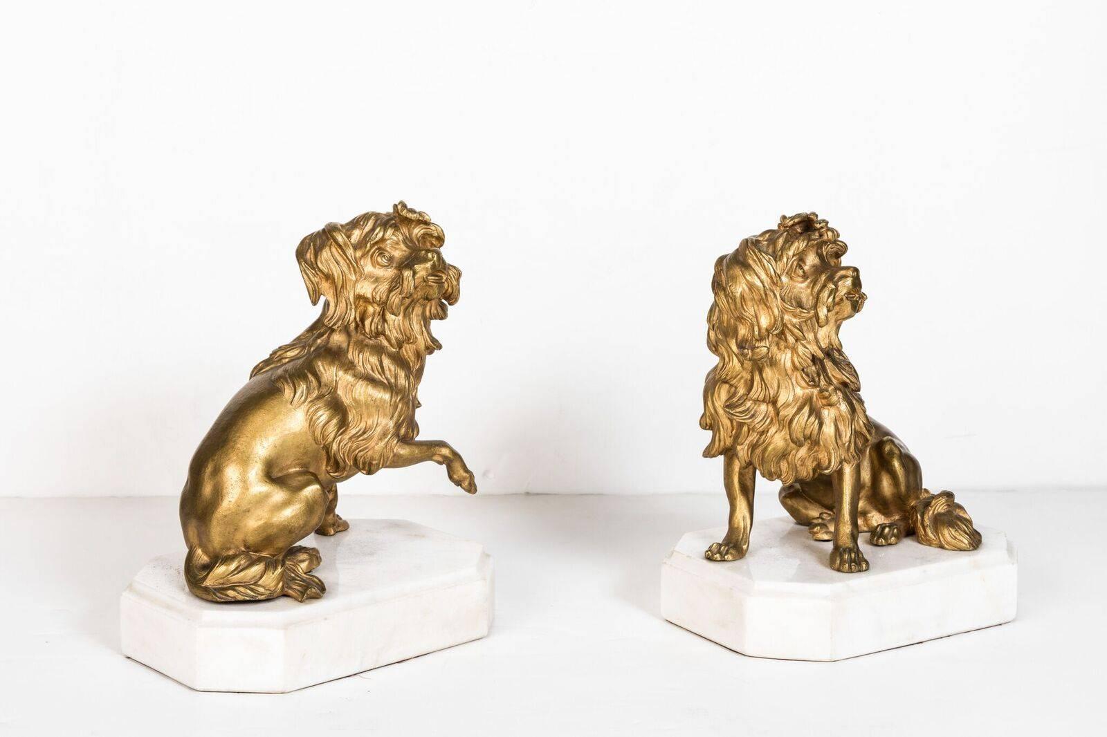 Charming, 19th Century, Gilt Bronze Dogs In Excellent Condition For Sale In Newport Beach, CA